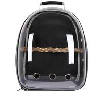 Zaino Trasparente for Pappagalli, Zaino for Il Trasporto di Uccelli, Gabbia Trasparente for Pappagalli con 1 Bastone in Legno, Trespolo for Animali da Viaggio(Black)