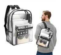 Zaino trasparente in PVC di alta qualità - Borsa trasparente di grande capacità con cinturino regolabile e scomparti multipli, design imbottito, adatto per pendolarismo, sport, viaggi, può anche esser