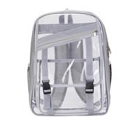 Zaino trasparente per lo stadio, trasparente, grande sacchetto di plastica trasparente di emergenza zaini riempiti (grigio, taglia unica)