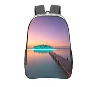 Zaino trasparente resistente in PVC trasparente, grande borsa trasparente per viaggi, lavoro, concerti, stampa laguna luminosa 40,6 cm