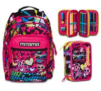 Zaino Triplo Scomparto Scuola Mitama Bambino + Astuccio 47 pz
