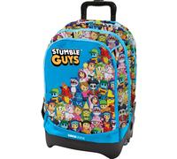 Zaino Trolley 3 Ruote Scuola Cross Stumble Guys Azzurro 2025-2026 - TintaUnita