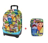 Zaino Trolley 3 Ruote Scuola Cross Stumble Guys Lime+ Astuccio One Time 2025/26