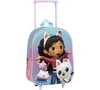 Zaino trolley 3D Gabby's Dollhouse per bambini e bambine - Misura per bambini con spallacci regolabili - Leggero, comodo e sicuro - Ideale per asili nido, scuole materne o gite - Divertenti personaggi