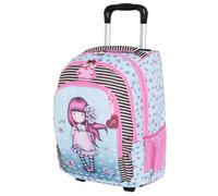 Zaino Trolley compatibile con Santoro cherry blossom, 2 Scomparti Con Cerniera, Spallacci Imbottiti, Per Bambina, Scuole Elementari + portachiave pailettes e 7 penne multicolore