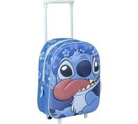 Zaino trolley Disney Original Stitch blu con ruote e maniglia estensibile | Zaino scolastico per bambini con design hawaiano per ragazzi e ragazze, resistente