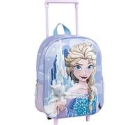 Zaino trolley originale Disney Frozen Elsa con ruote e maniglia estensibile | Zaino trolley scolastico Frozen con motivo a fiocco di neve per bambine della scuola materna e elementare