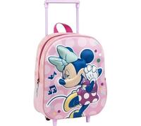 Zaino trolley originale Disney Minnie Mouse con ruote e manico estensibile | Zaino scolastico Minnie rosa per bambine in età prescolare con design a pois