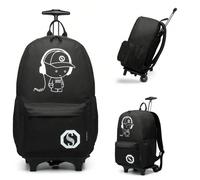 Zaino Trolley per Bambini da 25L con Design Musicale Luminoso che Brilla al Buio Valigia con Ruote Multifunzionale Zaino da Viaggio Leggero per Laptop Bagaglio a Mano da Cabina per Scuola e Viaggi Pol