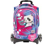 Zaino Trolley Scuola Elementare e Media, 3 Ruote Staccabile, Estensibile 2in1 con Grafiche Intercambiabili (Koala, Tigre, Panda) e Portachiavi Cuore + kit penne e portachiave paillettes