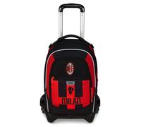 Seven Milan Trolley Scuola Jack 3 Ruote, Rosso Nero, Squadra Calcio, Zaino Con Carrello Sganciabile Da 33 Litri, Per Scuola Elementare e Media,Bambino