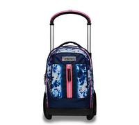 Seven Trolley Seven Tyre - CLOUDY SHAPES, Blu Rosa - Trolley Scomponibile 3in1, Uso Zaino - Zaino Scuola Bambina Doppio Scomparto - Multi Tasche, Organizer Interno