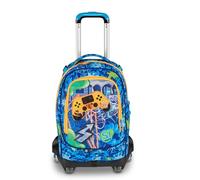 SJ GANG STYLE JAM GANG Trolley Jack 8 ruote JOYFUL PINS BOY, Blu, 34L, Scomponibile, Crossover System, 3 in 1, Spallacci a scomparsa, Tasca frontale con pins amovibili, Scuola elementare, Bambino