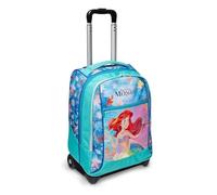 Zaino Trolley Seven La Sirenetta, 2 Scomparti Con Cerniera, Spallacci Imbottiti, Per Bambina, Scuole Elementari e Medie + Omaggio portachiave pailettes e 7 penne multicolore