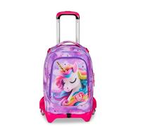 SJ GANG STYLE JAM GANG Trolley Scuola Jack 3 Ruote Fable Journey, Fucsia, 3 in 1, Zaino Triplo Uso con Carrello Sganciabile, 33 L, Zaino Scuola Elementare, Zaino Bambina