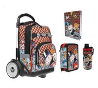Zaino Trolley Sganciabile compatibile con Shout Monopoly con Borraccia e Clip-On in Omaggio + Astuccio 3 piani completo di cancelleria + Diario 2026/2027 + kit penne e portachiave fischietto