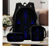 Zaino, una borsa a tracolla e un astuccio. Caratterizzato da spallacci regolabili e cerniere. Il design meccanico blu puro è semplice ma ricco di fascino tecnologico. Oxford