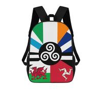 Zaino unisex con stampa della bandiera delle nazioni celtiche, 43 cm, zaino da viaggio per computer portatile, per donne e uomini