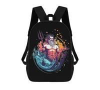 Zaino unisex con stampa Posei-don ad acquerello, 43,2 cm, zaino da viaggio per computer portatile, per donne e uomini