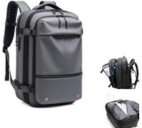 Zaino Vacpack, Zaino espandibile da 60 litri con compressione sottovuoto, Zaino da viaggio sottovuoto resistente all'acqua e antifurto, Zaino da viaggio multifunzione da uomo,Manual pressing,Grey