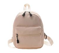 Zaino versatile in tinta unita Zaino in nylon da donna Mini zaini stile preppy per il tempo libero, viaggi, shopping (Beige)