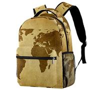 Zaino vintage con mappa del mondo per ragazze e ragazzi per zaini scolastici