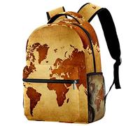 Zaino vintage con mappa del mondo per ragazze e ragazzi per zaini scolastici