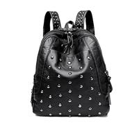 Zaino vintage da donna con rivetti in morbida pelle, for il tempo libero, da viaggio, di grande capacità, for la scuola, for ragazze adolescenti(Black)