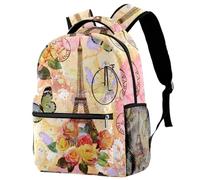 Zaino vintage da viaggio per computer portatile, con Torre Eiffel, zaino per scuola superiore, zaino carino per uomo e donna, Multicolore 1., 29.4x20x40cm/11.5x8x16 in, Casual