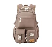 Zaino vintage giapponese di disegno della scuola per adolescenti tessuto resistente all'acqua grande capacità scomparto libro ergonomico alla moda borsa in nylon da donna, Colore caffè.