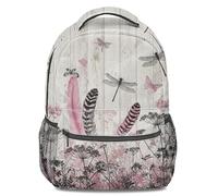 Zaino vintage in stile botanico con stampa floreale e farfalle, adatto per viaggi, gite in famiglia e scuola, 02, L