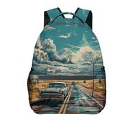 Zaino Vintage Road Trip Car Retro Zainetto Leggero Backpack Unisex Daypack Per Outdoor Computer Notebook