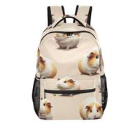 Zaino vintage scheletri con tasche multiple e cinghie regolabili, Simpatico porcellino d'India, Medium, Zaino casual per la scuola | Zaino da scuola in tessuto di poliestere resistente con più zone di stoccaggio e vestibilità regolabile a spalla