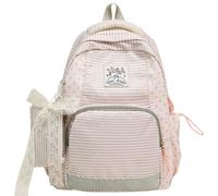 Zaino Y2K Set 2 pezzi con portamonete Borsa da scuola leggera bianca | Simpatico zaino Y2k con design a stella a righe, leggero 0, 51 kg, set da 2 pezzi, ideale per la scuola e le gite quotidiane