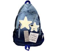 Zaino Y2k Star Backpack zaino Y2k estetico con dettagli a forma di teschio a stella design grunge vintage leggero per viaggi concerti shopping blu