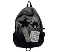 Zaino Y2k Star Backpack zaino Y2k estetico con dettagli a forma di teschio a stella design grunge vintage leggero per viaggi concerti shopping nero