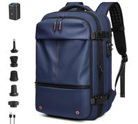 Zaino, Zaino Da Viaggio, Zaino Da Viaggio A Compressione Da 60 Litri Con Pompa, Espandibile, Resistente All'acqua, Antifurto(Blue,Air Pump)