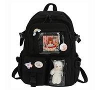 Zaino Zaino Impermeabile Y2K, Design Multitasche, Adatto For La Scuola, L'outdoor, I Viaggi Universitari, Grazioso Zaino Giapponese For Studenti, Con Accessori A Forma Di Orso Cartella(Svart)