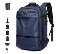 Zaino, Zaino Vacpack Con Vuoto, Zaino Da Viaggio Espandibile Da 60 Litri, Zaino A Compressione Sottovuoto For Viaggi(Blue,Air Pump)