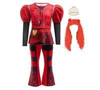 ZaisuiFun Costume Rise Red Bambina Travestimento Rosso per Ragazze con Parrucca per Festa Carnevale Halloween