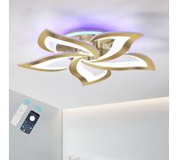 ZAITINZ Plafoniera LED Soffitto 5 Petali Fiore Oro Moderna Dimmerabile | Plafoniera moderna da soffitto con telecomando e APP,luce regolabile 3000-6000K per soggiorno,camera da letto,cucina e studio