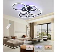 ZAITINZ Plafoniera LED Soffitto Nera Moderna 70W 6 Anelli Dimmerabile