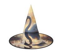 Zaixiansj Cappello da strega di Halloween,Swan Floating On Water Print Costume Headwear,Cappello spettrale per adulti