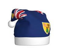 Zaixiansj Cappello di Babbo Natale con stampa di bandiera di Turks e Caicos, per adulti, accessorio per costume e feste di Natale