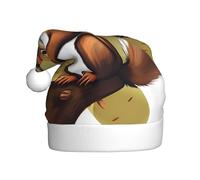 Zaixiansj Cappello di Babbo Natale con stampa di scoiattolo che mangia noci, cappello di Babbo Natale, copricapo per costume per feste di Natale e accessorio per costume