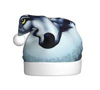 Zaixiansj Cappello di Babbo Natale con stampa di testa di lupo feroce, cappello di Babbo Natale, copricapo per feste di Natale e accessorio per costume