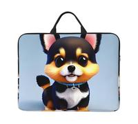 Zaixiansj Custodia per computer portatile da 14", con stampa di cucciolo d'amore e scritta "Love", con maniglia portatile, per viaggi d'affari, tasca per accessori per notebook, tablet