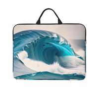 Zaixiansj Custodia per computer portatile da 14 pollici, con stampa di orchidee, con manico portatile, per viaggi d'affari, tasca per accessori per notebook, tablet, Onda del Mare Blu Cartoon, Taglia