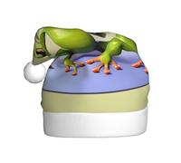 Zaixiansj Divertente cappello di Babbo Natale con stampa rana che fa yoga, cappello di Babbo Natale, accessorio per costume e festa di Natale