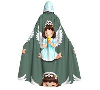 Zaixiansj Mantello con cappuccio per adulti per feste di Halloween, cosplay, grazioso accappatoio con cappuccio con stampa di angioletti